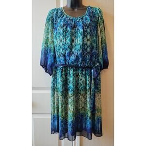 Enfocus Women  Dress Abstract Watercolor 3/4 Sleeve Size 20W